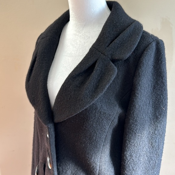 Classiques Entier 100% Merino Wool Black Pea Coat Jacket Size L - Picture 5 of 9